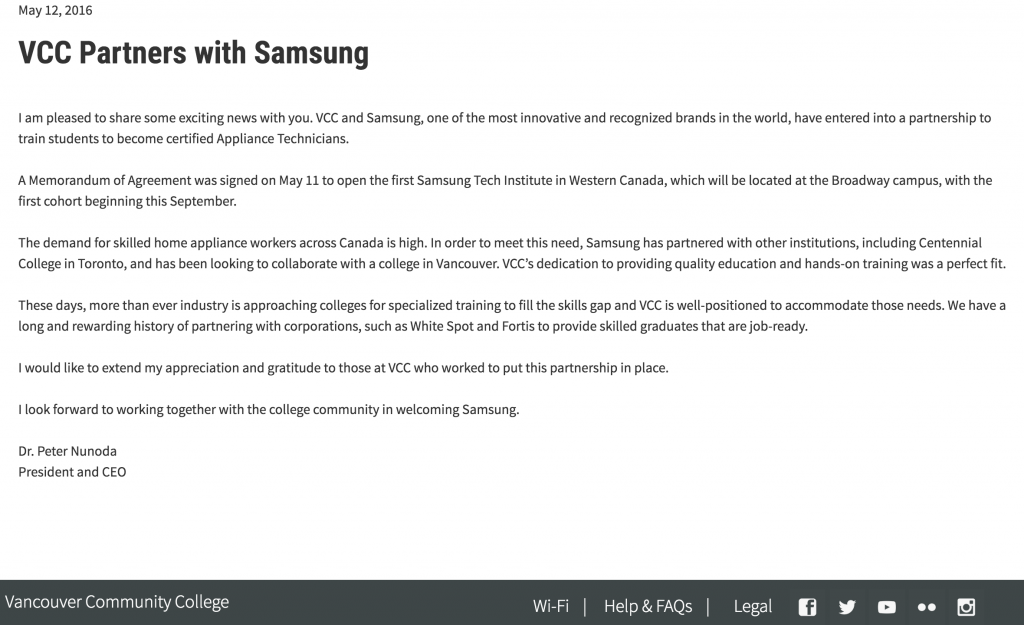 VCC partners with Samsung